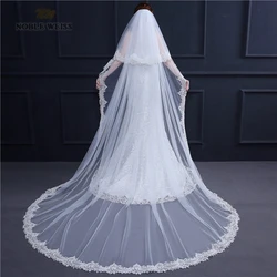 Noble Weiss Largo Dos Capas Velo de Novia Catedral Velos de Novia Personalizar Apliques Velo de Fiesta de Boda con el Peine Noble Weiss Largo Dos Capas Velo de Novia Catedral Velos de Novia Personalizar Apliques Velo de Fiesta de Boda con el Peine