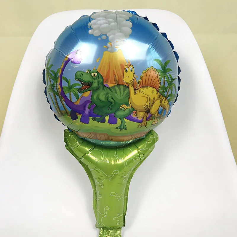Динозавр ручной воздушные шарики из фольги на палочке 5 шт. BabyShower день рождения