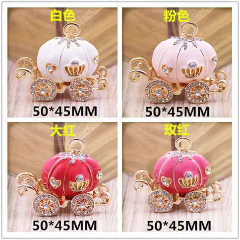 

Free Shipping 10PCS Rhinestone Crystal Enamel Fashion Princess Pumpkin Carriage Metal Jewelry Necklace Pendant 50*45MM