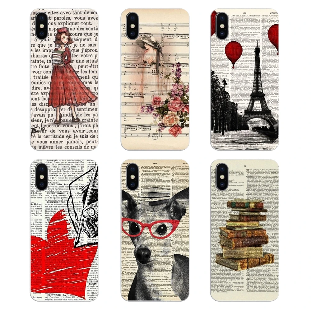 Art Print Vintage Upcycled Book Soft TPU Covers For Sony Xperia Z Z1 Z2 Z3 Z5 compact M2 M4 M5 E3 T3 XA Aqua LG G4 G5 G3 G2 Mini |