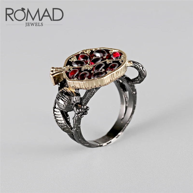 

ROMAD 2019 New Retro Gothic Pomegranate Women Rings European Fashion Punk Style Wedding Engagement Rings Jewelry Anillos R4