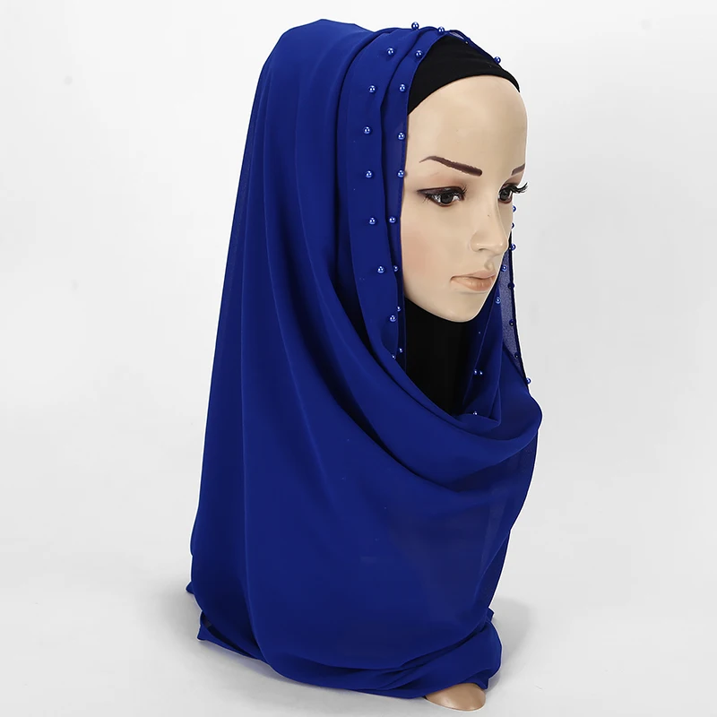 1 шт. красивый цветной перламутровый шарф большой однотонный качественный шифоновый шарф с пузырьками простые шали Хиджаб, мусульманский шарф 20 цветов 180*75 см
