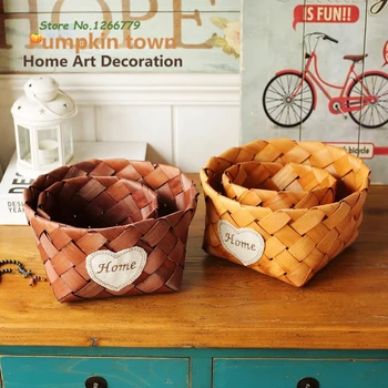 

2018 NEW Love shape practical wicker storage basket,a set of 2 toy storage basket/desktop debris snack finishing storage basket