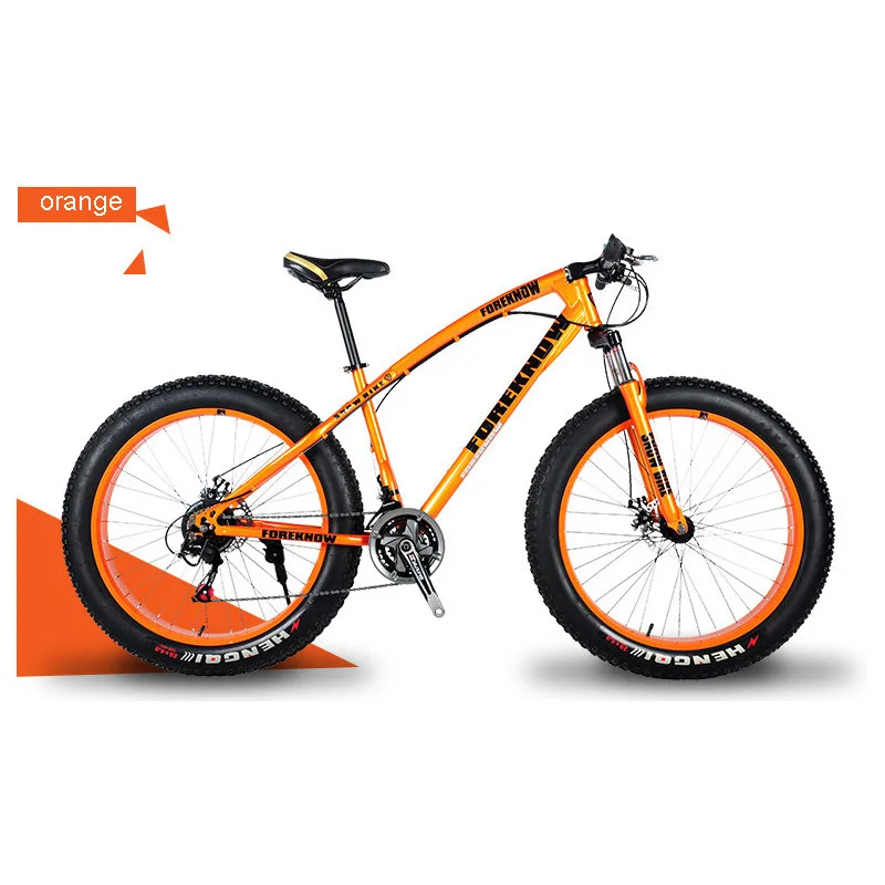 Велосипед с переменной скоростью, 40 ножей, внедорожный пляжный горный велосипед, 4,0 для больших шин, широкая шина, 24 дюйма, велосипед для взрослых, 21 скорость - Цвет: orange