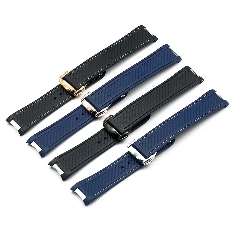 Skup Męski pasek silikonowy 20mm akcesoria do zegarków Omega hippocampus 300 AT150 8900 metrów marine rubber butterfly buckle watch band