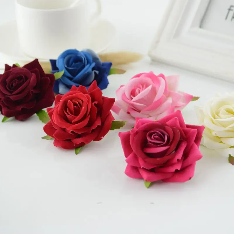 

10pcs artificial flowers flannel rose handicraft DIY wreath Gift box Scrapbooking Car Decoration Bride Bouquet home accessories