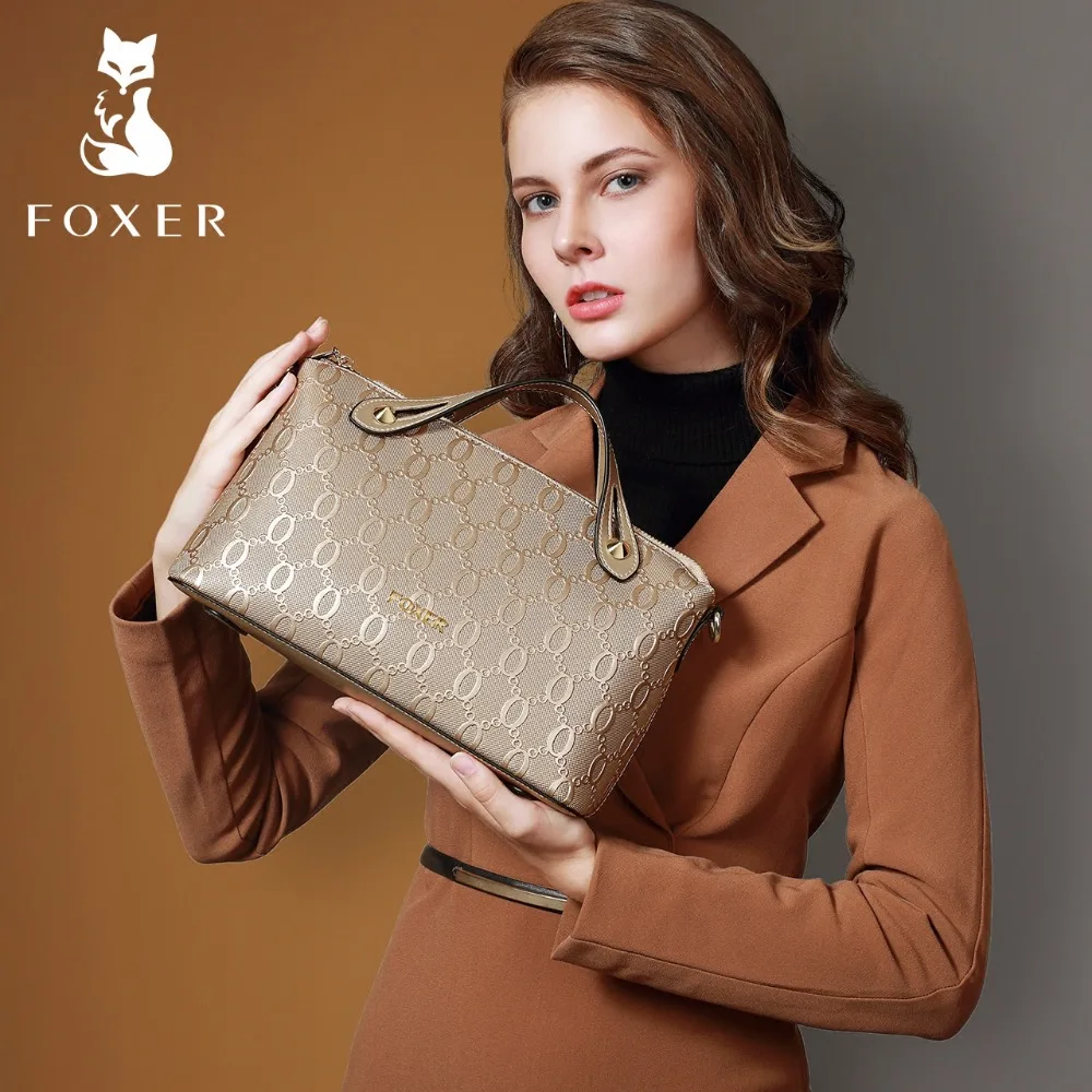 

FOXER Women Leather Shoulder Bag Crossbody Bags Purse Luxury Handbags Fashion Lady Messenger Bags for Female
