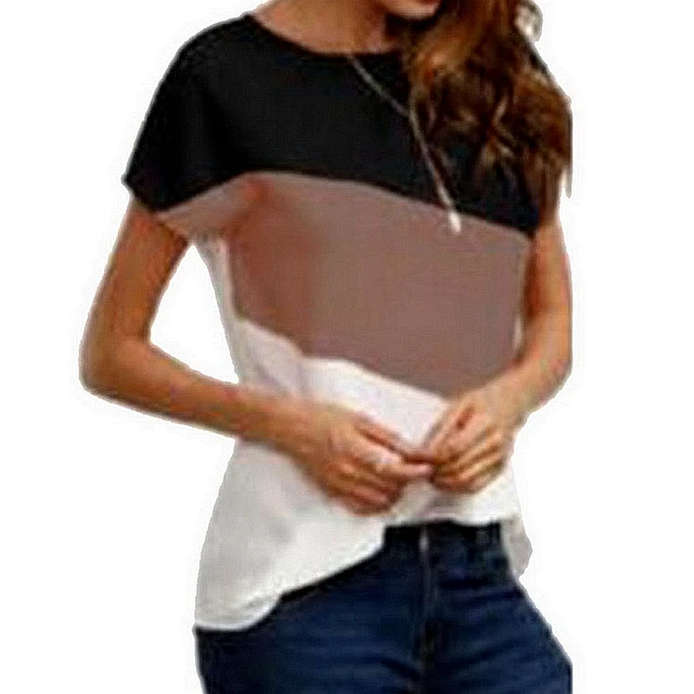 CALOFE 2018 Women Running Shirt Sports T-shirt Patchwork Block T Shirt Bat-wing Sleeve Short Sleeve O-Neck Tops Short Sleeve