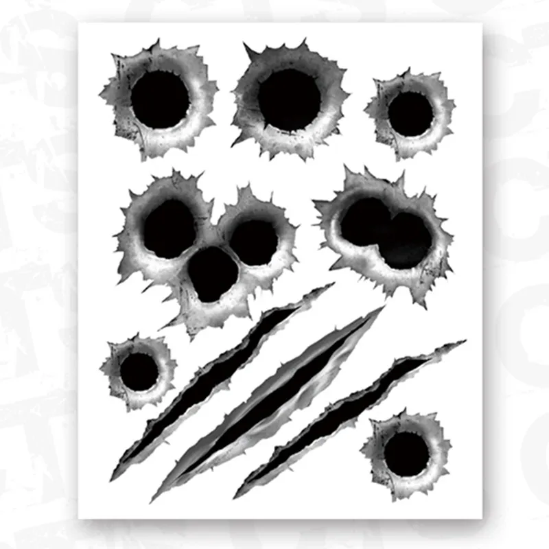 

1Pcs 23*29cm Funny Car Sticker 3D Bullet Hole Car Styling Accessories Motorcycle Scratch Decal Stickers car