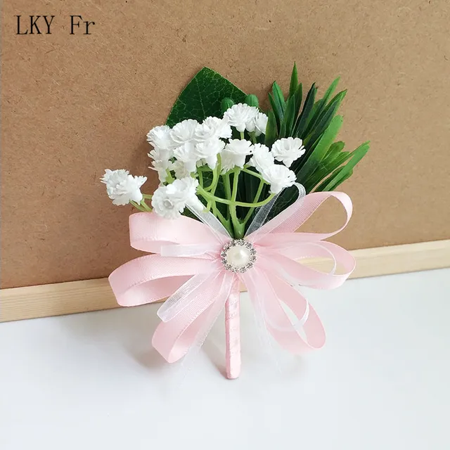 LKY Fr Boutonniere Flowers Corsage Pin Boutonniere Buttonhole Men Wedding Bracelet Bridesmaid Wedding Buttonhole Witness Corsage k Corsage