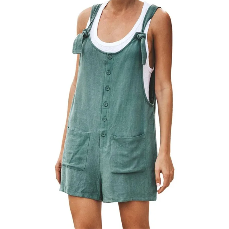 

DORVIVON combinaison femme ete 2019 new arrival womens overalls summer button pocket body mujer rompers strap women playsuits