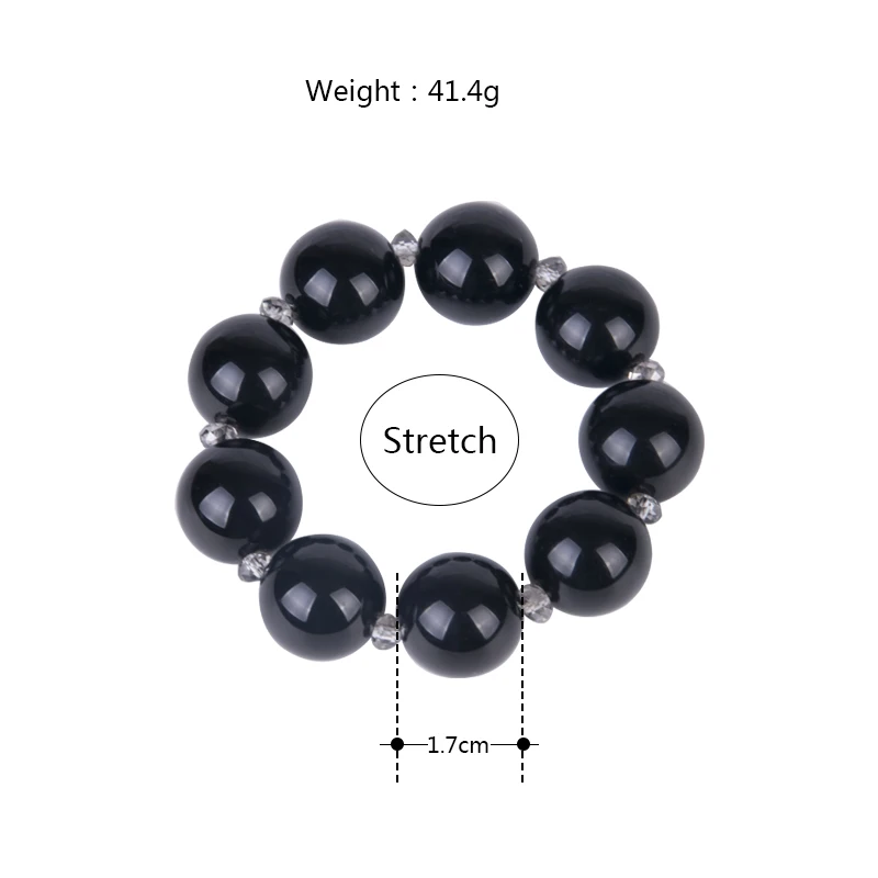 Trendy Fashion Resin Cuff Women Bracelet and Bangles Stretch Acrylic Black Round Beaded Bracelets Girl Charms New Jewelry 2019 (7)