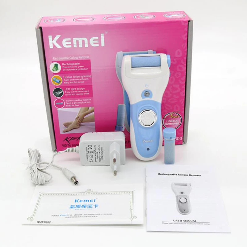 Kemei KM 2503 электронная пилка для ног 2 лезвия перезаряжаемая педикюрная машина
