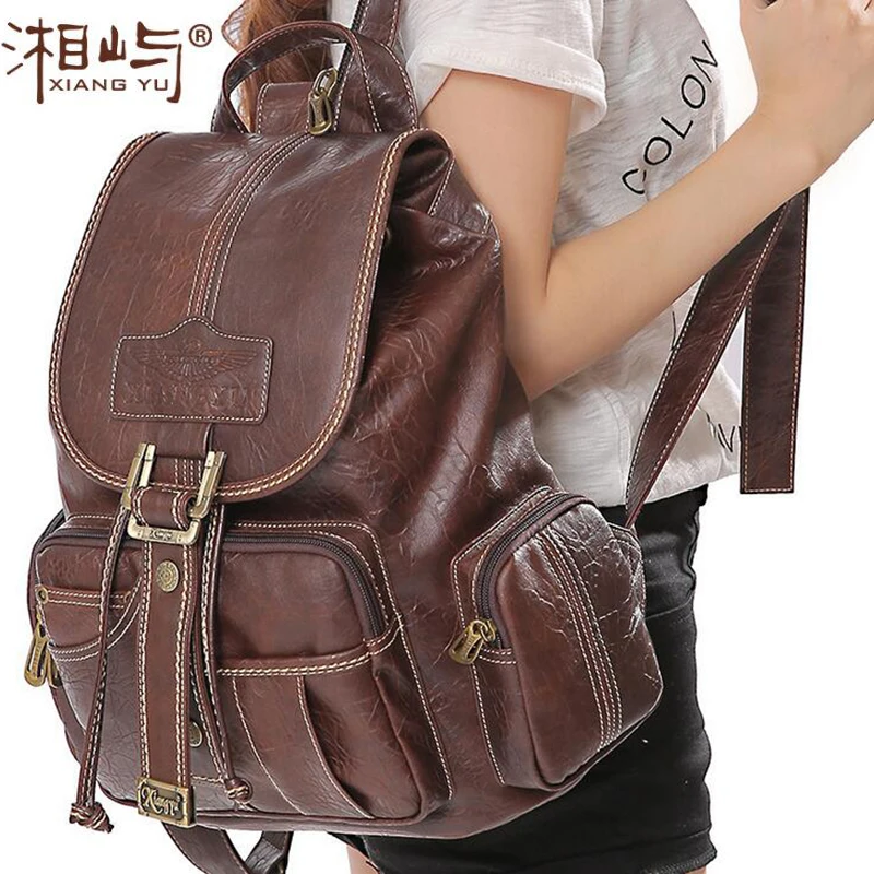 Women s Vintage Retro Waterproof Backpack Spring Leisure Classic Casual Multifunctional Travel Party PVC Leather Bag