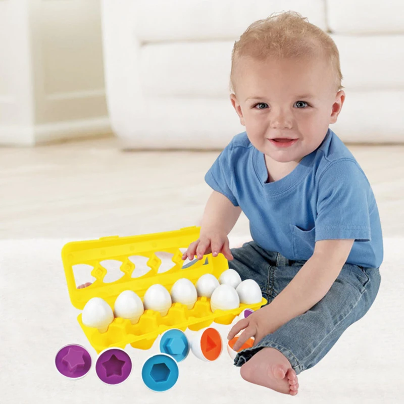 

12Pcs Eggs Set Educational Toys Children Geometry Color & Number Count & Match Egg Set Plastic Matching Eggs Funny Puzzle Toy