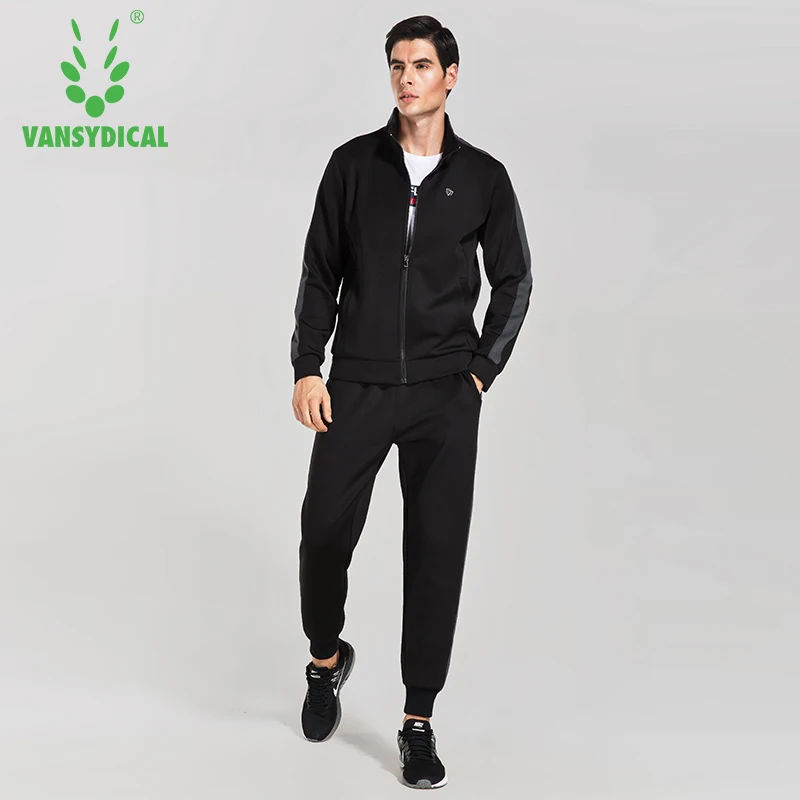 

VANSYDICAL Warm Sport Suit Men Sportswear Windproof Gym Track Tracksuit Running Sets