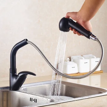 

Pull Out Kitchen Mixer Black Painted Faucet Brass Kitchen Faucet Kitchen Sprayer Black Kitchen Sink Tap