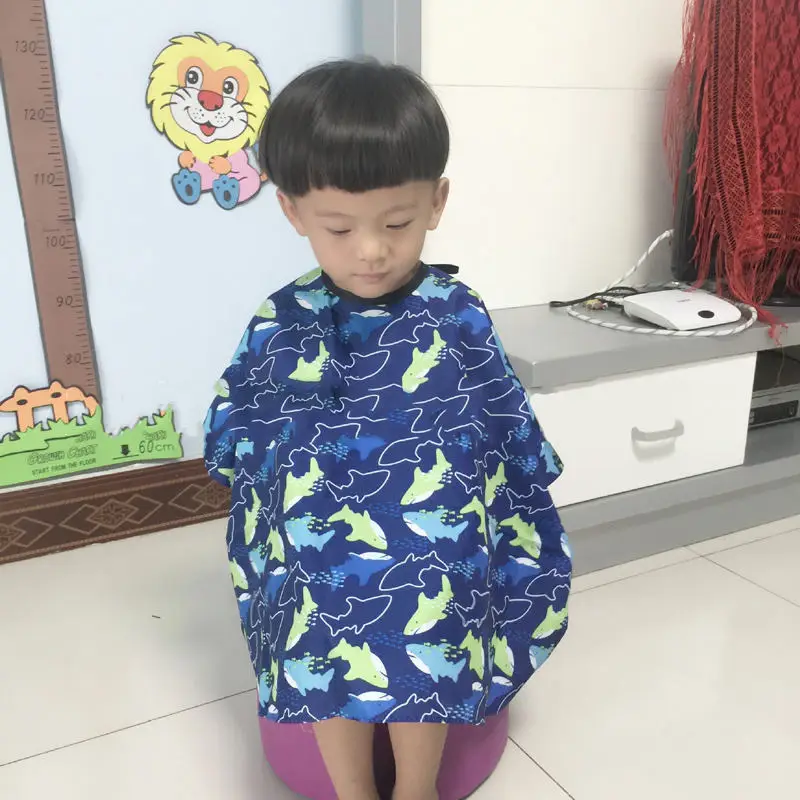 Shelldhard 1pc Children Cartoon Hair Cut Cap Waterproof Hairdresser Dressing Salon Gown Apron Cloak Cloth For Salon