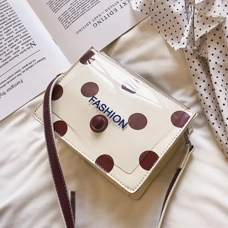 

Clear Dot Shoulder Messenger Bags for Women Fashion PU Leather Small Flap Lady Brand Transparent Shoulder Crossbody Bag Girls
