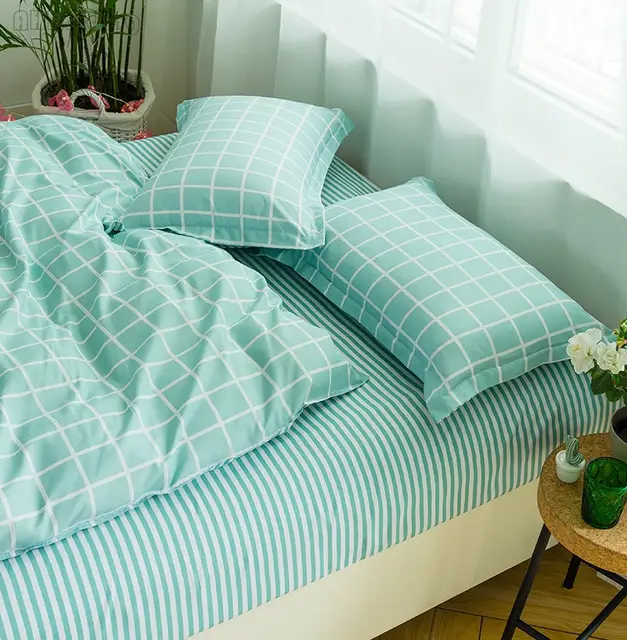 Online Shop Fashin Green Plaid Bedding Set Adult Kids High Quality