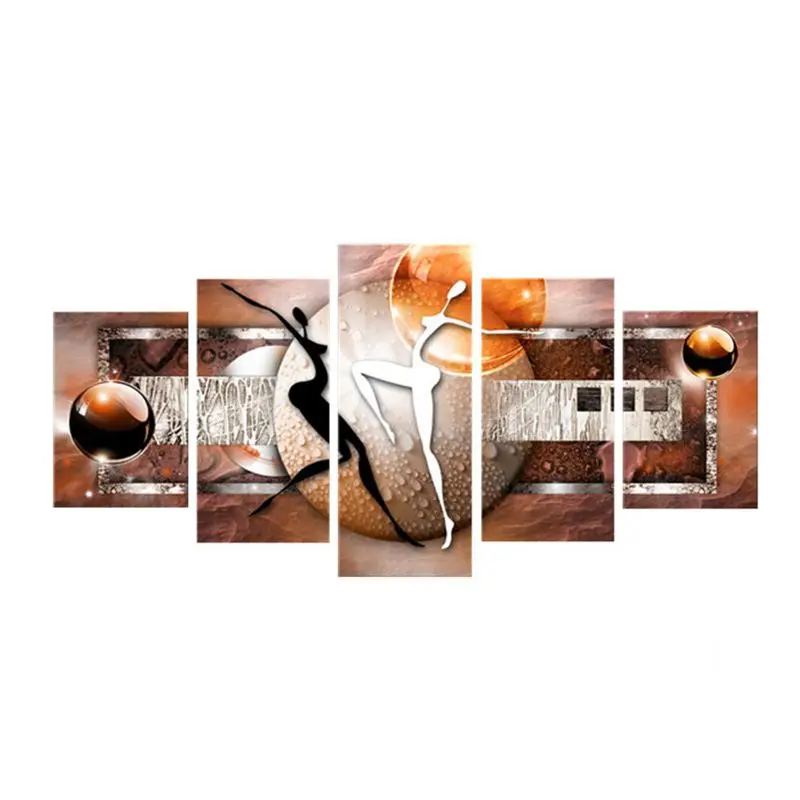 

Modular Canvas Pictures Bedroom Home Decor 5 Pieces Colourful Figure Ball Painting Prints Abstract Dance Poster Wall Art Framed