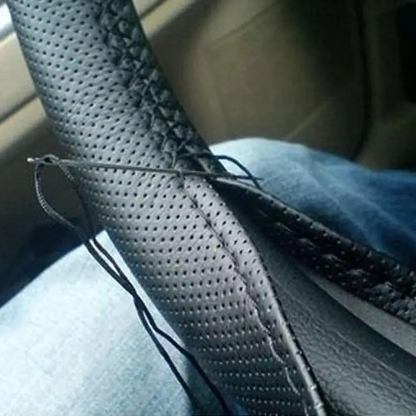 

Car-styling AUTO DIY Leather Soft Steering Wheel Cover Needle Thread Anti-slip August7