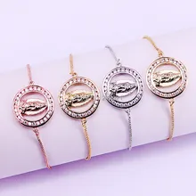 10 шт. Новое поступление кубического циркония микро проложить круглые религиозные украшения с креплениями браслет CZ регулируемые цепи браслеты для женщин