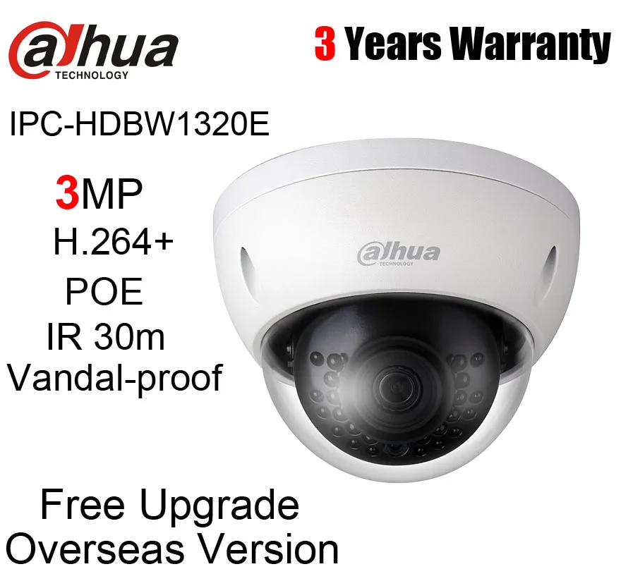 IPC-HDBW1320E 3MP IR Mini Dome Network Camera POE H.264+ IR 30m Vandal-proof IP Camera with logo