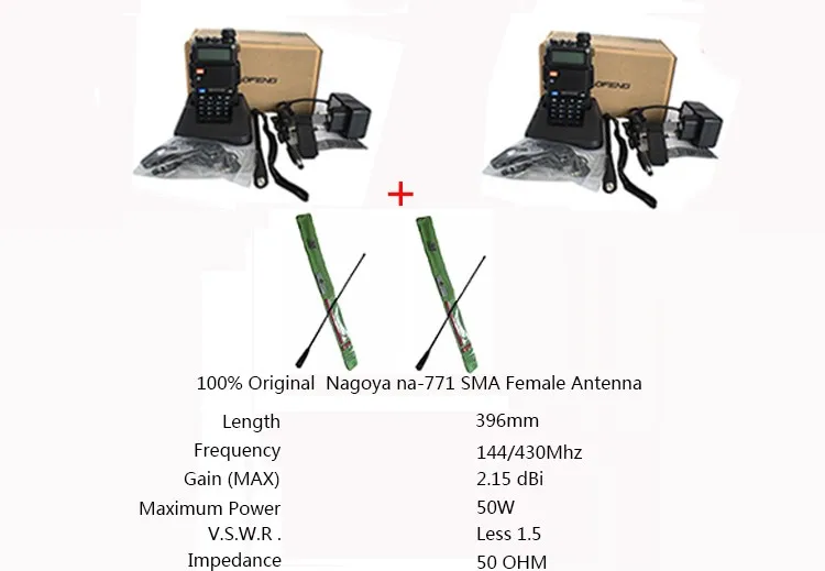 2 шт. BAOFENG UV-5R v5r hf трансивер для прогулки разговора vox sos светодиодный фонарик fm радио связь 10 км Охота 2 способ радио