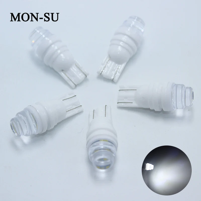 

MON-SU 10pcs W5W Led T10 Ceramic Base 168 194 Car Turn Signal License Plate Trunk Clearance Lights Reading Lamps 12V White Red