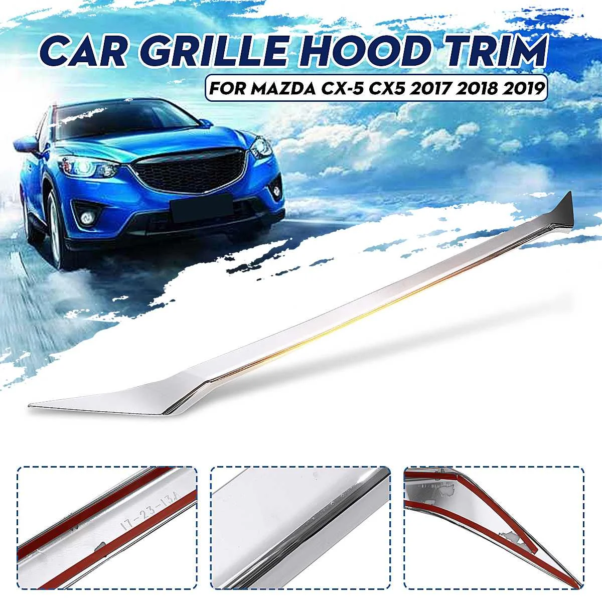 

Car Front Grille Grill Engine Hood Bonnet Cover Chrome ABS Trim Sticker Decoration Accessories For Mazda CX-5 CX5 2017 2018 2019