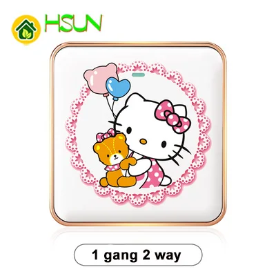 Тип 86 рисунком из мультфильма переключатель рисунок «Hello Kitty» гнездо, на возраст 1, 2, 3, 4, 1 канал, 2 варианта ividuality творчество декоративная панель 1 3 5 отверстий розетка - Цвет: 1gang 2way
