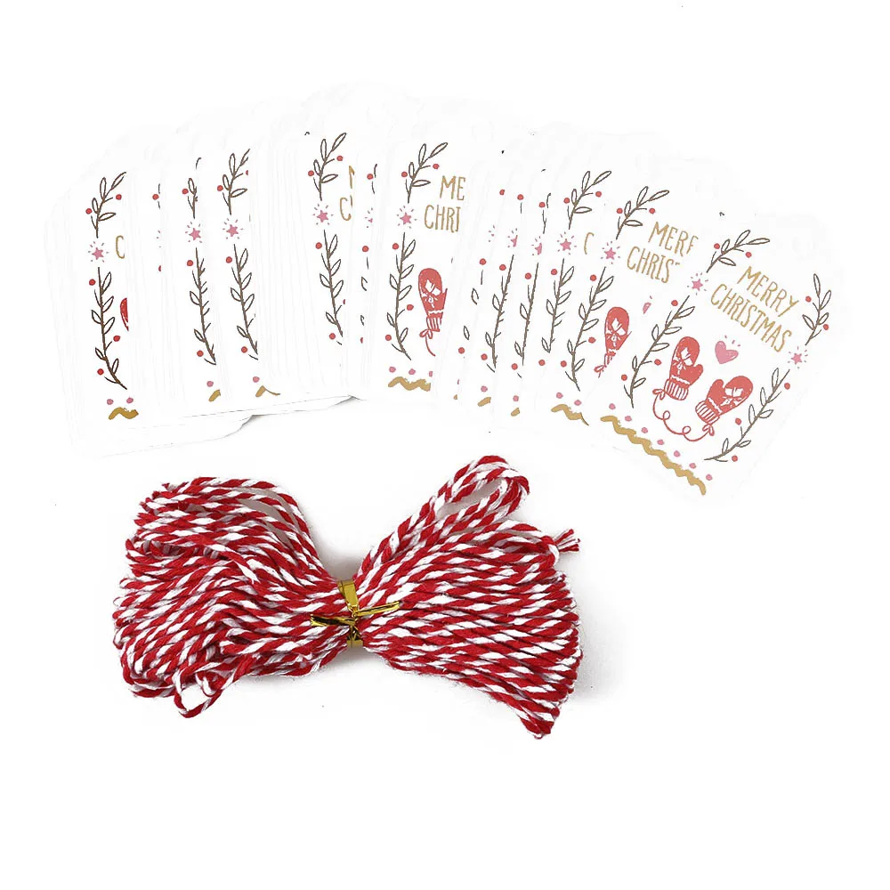 

50PCS/Pack Different Styles Vintage Christmas Paper Tags With String DIY Craft Label Party Favor Wedding Supplies Decorations