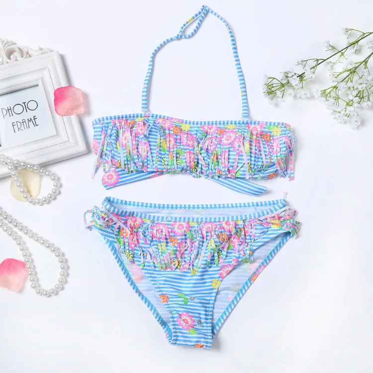 

2016 Hot Sale Cute Swimming Clothing Beachwear Swimsuits Lovely stream comb Bikini Set Kids Swimwear