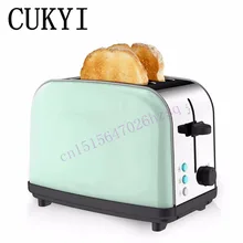 Tostadora CUKYI Vintage de acero inoxidable para el hogar tostadora automática 2 piezas 4cm ranuras enchufe británico 1000w desayuno de calentamiento rápido