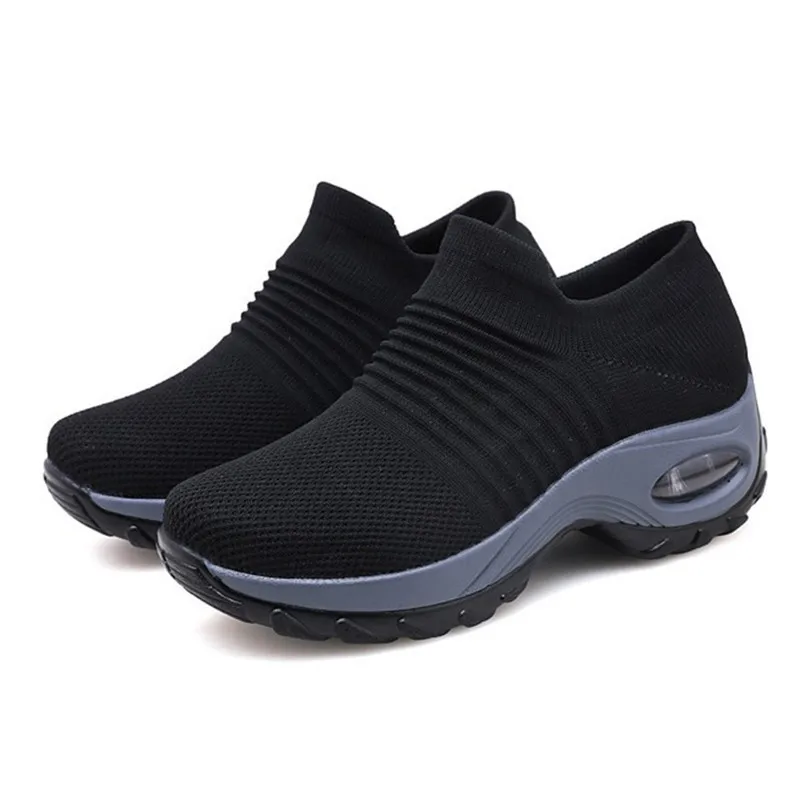 LIN KING Fashion Shallow Women Casual Shoes Big Size Breathable Mesh Ladies Outdoor Shoes Comfortable Anti Skid Sport Sneakers