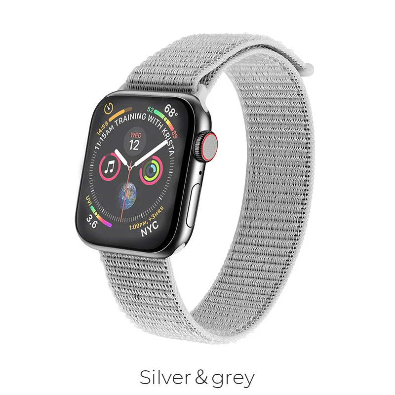 HOCO для наручных часов Apple Watch, версии 5/4/3/38 мм 40 мм нейлон из мягкой дышащей ткани для i-часы сменный ремешок спортивный бесшовный series4 42 мм 44 м - Color: Silver