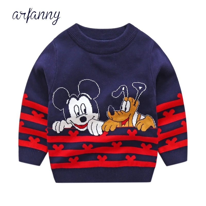 

Baby Boy Sweater Autumn winter 1-6 year kids thick Boys Sweaters Pullover Cotton Cartoon Mickey Mouse puppy soft childrenClothes