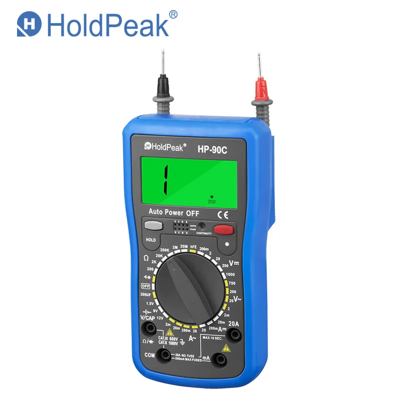 

HoldPeak HP-90C Multimetro Digital Manual Range Digital Multimeter Meter with Battery/Resistance/Capacitance Test