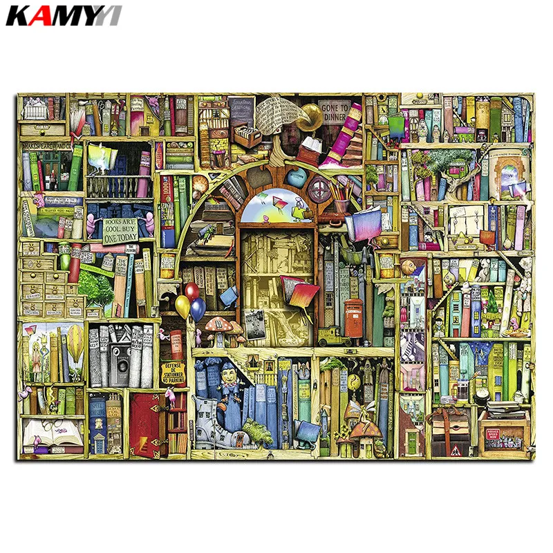 

5D Diy diamond painting cross stitch Bizarre Bookshop Full Square Diamond embroidery Needlework Rhinestone Mosaic decor B628