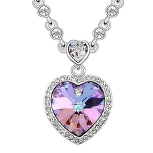 Corazón Collares Colgantes de Cristal de Swarovski Elements Oro Blanco Plateado Joyería de La Manera de La Vendimia Collares Para Las Mujeres 10800