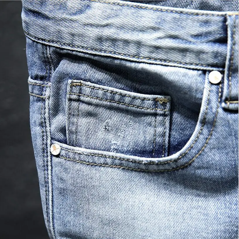 Шорты мужские джинсовые с дырками повседневные Прямые Штаны из денима светло