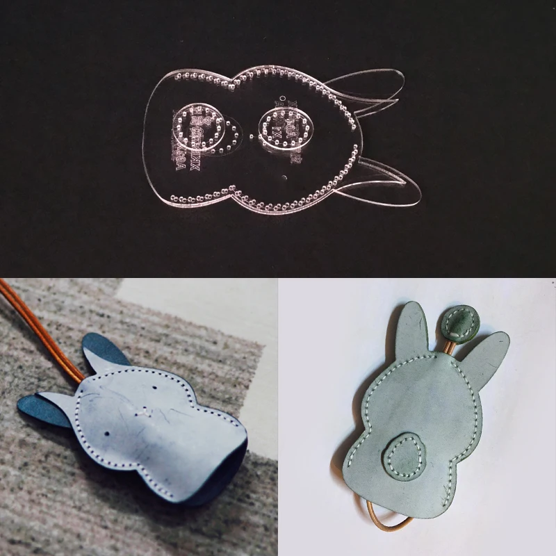 

1set DIY Acrylic Leather Template Home Handwork Leathercraft Sewing Pattern Tools Accessory Rabbit Key Chain 105x80x10mm