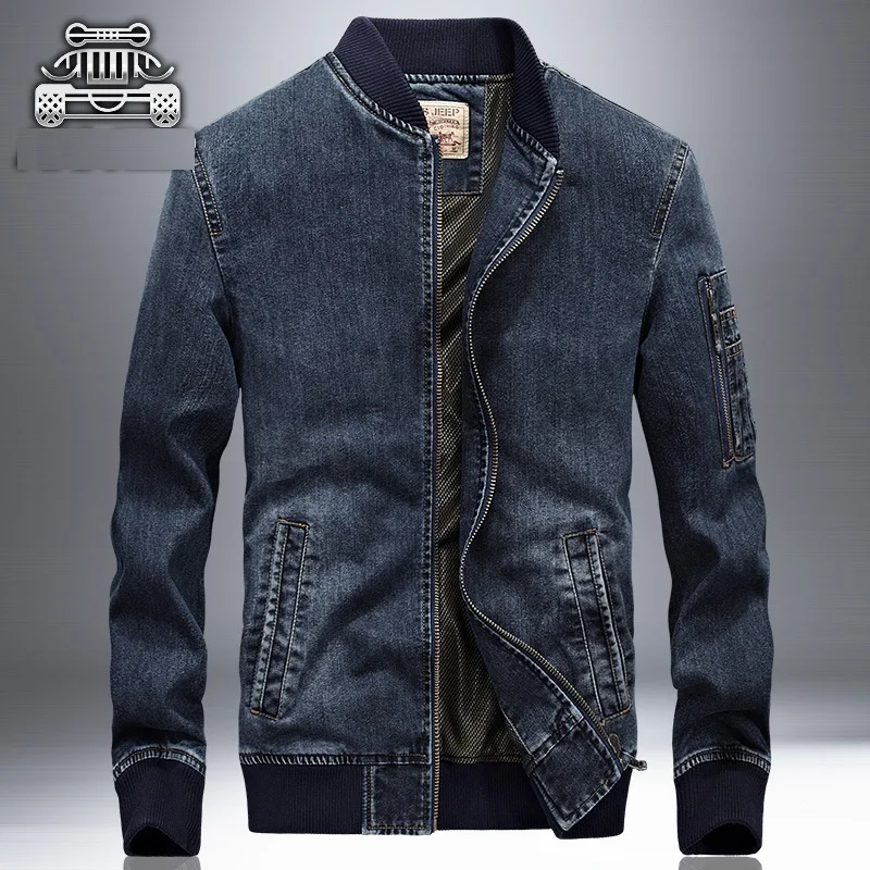 XingDeng fashion denim jacket men jeans jacket over coat masculino embroidered stand-neck clothes