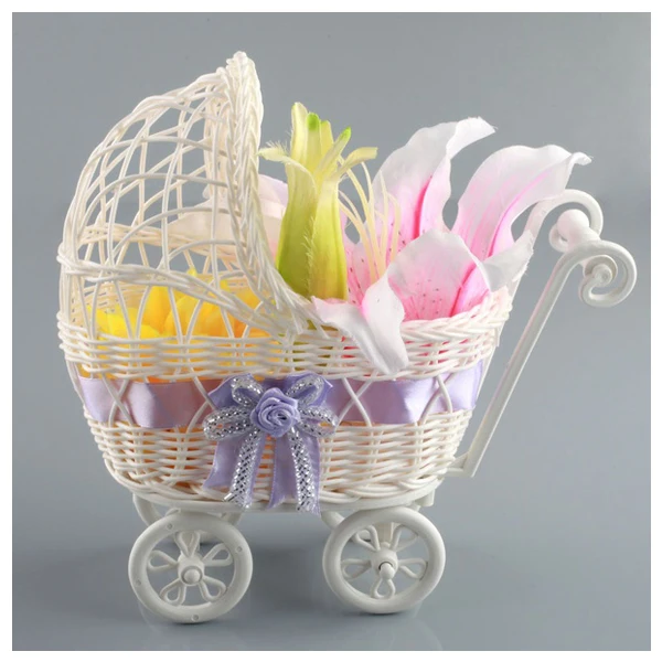 wicker hamper pram basket flower vase storage organizer baby shower party organizer