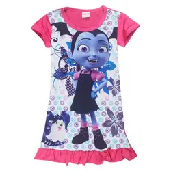 Vampirina платье Платье для маленьких девочек 2018 Лето мультфильм печати Детские наряды принцессы трапециевидной формы одежда для малышей на