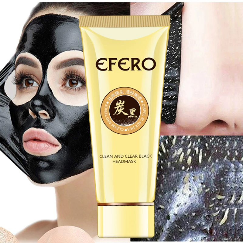 EFERO маска для удаления черных точек в носу, отбеливающая черная маска для лечения акне, маска для пилинга, всасывающая полоска пор, маски для лица с Черной головкой