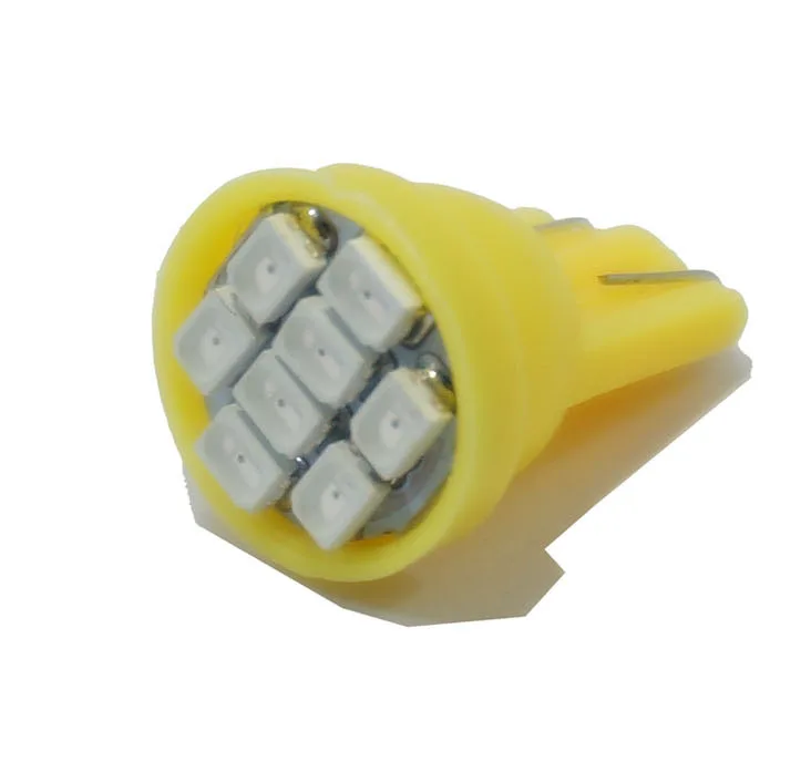 10 шт./лот T10 194 168 W5W 6 светодиодный COB Чип 3020 8smd автомобильный светильник автомобильных светодиодных фар номерные знаки инструмент светильник s купольная лампа 12V - Испускаемый цвет: T10 3020 8SMD Yellow