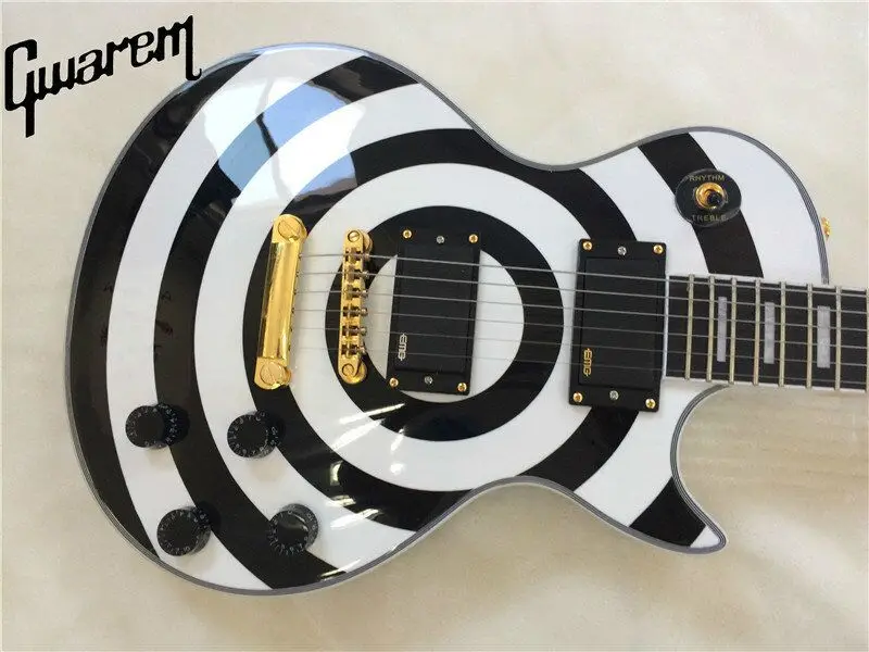 Electric guitar/NEW Tùy Đàn Ghi Ta Điện LP Zakk Wylde bulls eye Guitar Đen EMG Pickups Miễn Phí Vận Chuyển