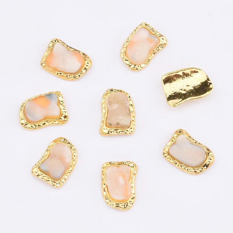 10pcs Gold metal nail decorations geometrical nail stone nagel steentjes pearl rhinestone japanese art jewelry styles TCJ127 - Цвет: TCJ135